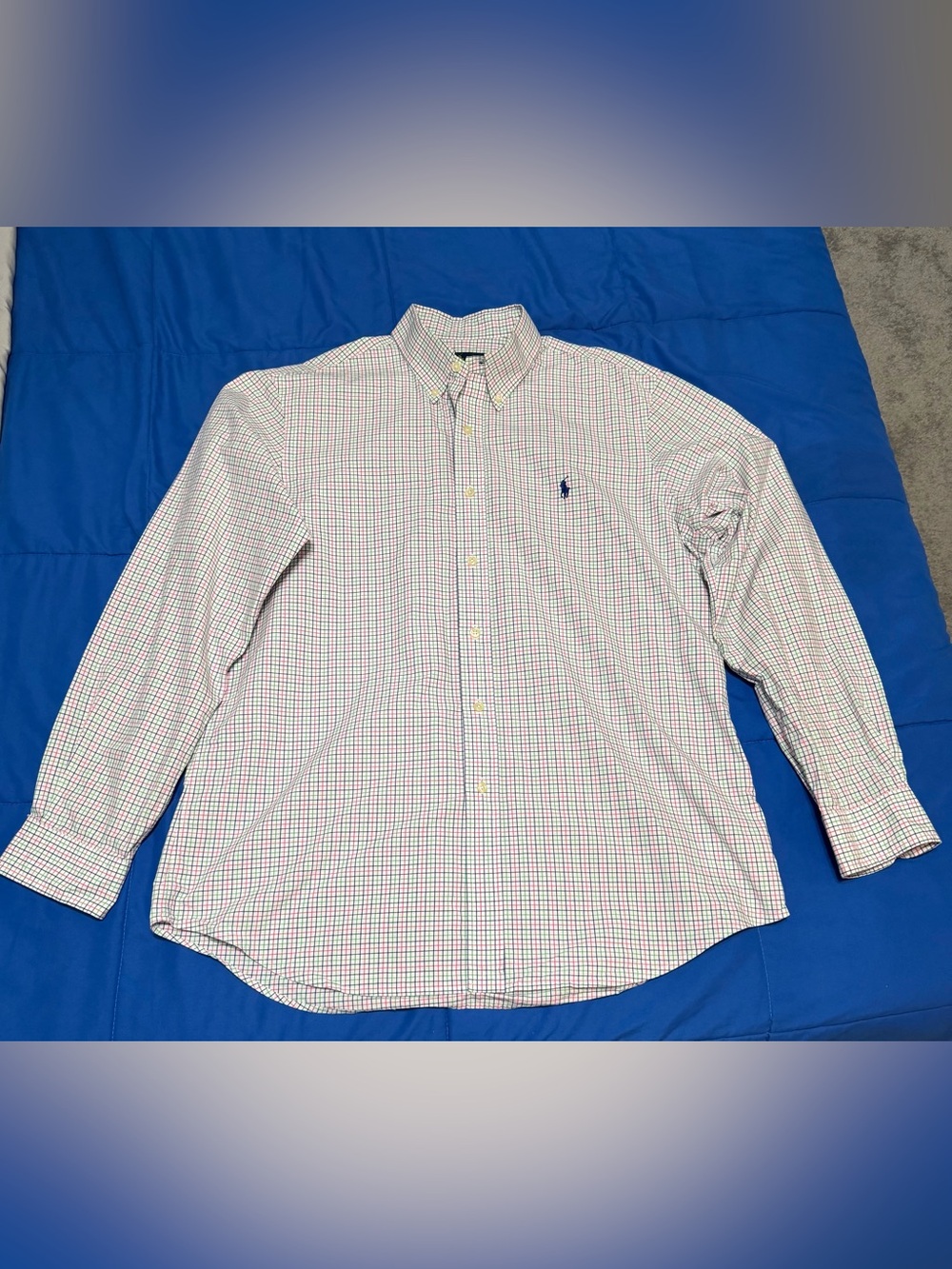 Polo by Ralph Lauren White Button-Down Shirt with Blue & Pink Check